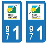 supstick 2 STICKERS AUTOCOLLANT PLAQUE IMMATRICULATION DEPT 971 Région Guadeloupe