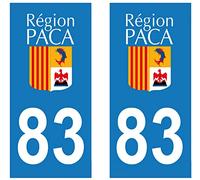 supstick 2 Stickers Autocollant Plaque IMMATRICULATION Moto DEPT 83 Provence-Alpes-Côte d’Azur Format rectangulaire