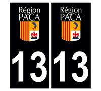 Supstick 2 Stickers Autocollants Plaques Immatriculation Auto Dept 13 Paca Noir Angles Carrés