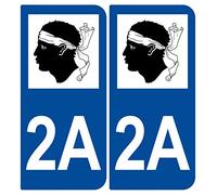 Supstick 2 Stickers Autocollants Plaques Immatriculation Auto Dept 2A Corse Bleu Foncé Angles Arrondis