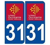 Supstick 2 Stickers Autocollants Plaques Immatriculation Auto Dept 31 Occitanie Bleu Foncé Angles Arrondis