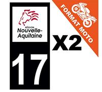Supstick 2 Stickers Autocollants Plaques Immatriculation Moto Dept 17 Nouvelle Aquitaine Noir Angles Carrés