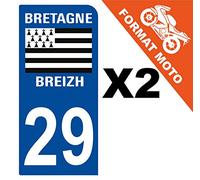 Supstick 2 Stickers Autocollants Plaques Immatriculation Moto Dept 29 Bretagne Breizh Bleu Foncé 1 Angle Arrondi