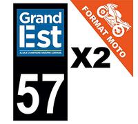 Supstick 2 Stickers Autocollants Plaques Immatriculation Moto Dept 57 Grand Est Noir Angles Carrés