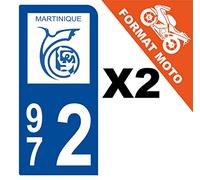 Supstick 2 Stickers Autocollants Plaques Immatriculation Moto Dept 972 Martinique Bleu Foncé 1 Angle Arrondi