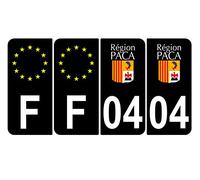 Supstick 4 Stickers Autocollants Plaques Immatriculation Auto Dept 04 Paca Noir Angles Arrondis