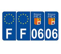 Supstick 4 Stickers Autocollants Plaques Immatriculation Auto Dept 06 Paca Bleu Foncé Angles Arrondis