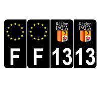 Supstick 4 Stickers Autocollants Plaques Immatriculation Auto Dept 13 Paca Noir Angles Arrondis