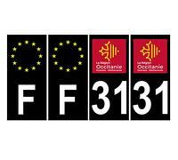 Supstick 4 Stickers Autocollants Plaques Immatriculation Auto Dept 31 Occitanie Noir Angles Carrés