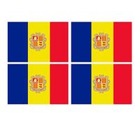 Supstick Lot de 4 Autocollants Stickers Drapeau de Pays Nation Andorre Format 6x4cm