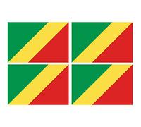 Supstick Lot de 4 Autocollants Stickers Drapeau de Pays Nation Congo-Brazzaville Format 6x4cm