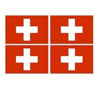 Supstick Lot de 4 Autocollants Stickers Drapeau de Pays Nation Suisse Format 6x4cm