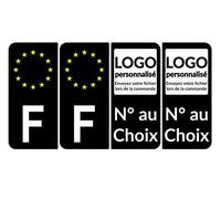 Supstick Lot de 4 Stickers Autocollants Plaques Immatriculation personnalisé Auto Noir Arrondi