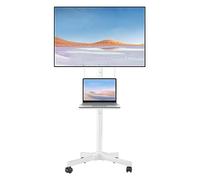 suptek ML55BW Support TV sur roulettes pour téléviseur de 21 à 60" avec étagère pour ordinateur portable, hauteur réglable, jusqu'à 35 kg, VESA 400 x 400 mm, blanc