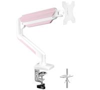 suptek Support Ecran PC pour Moniteur LCD LED de 13 à 32 Pouces, Bras Ecran PC Bureau à Ressort à Gaz, Hauteur Réglable, VESA 75/100 mm, Rotation à 360°, Capacité 2-9 kg, Blanc et Rose (MD01AWP)