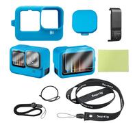 Suptig Étui de protection en silicone compatible avec Gopro Hero 12/Hero 11/Hero 10/Hero 9 noir, protecteur d'écran, couvercle de batterie, capuchon d'objectif, kit d'accessoires pour Go Pro Hero
