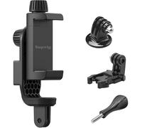 Suptig Support de téléphone pour trépied, adaptateur de trépied compatible avec iPhone, GoPro, DJI Action, Insta 360, Akaso, Mic, accessoires de photographie à lumière LED