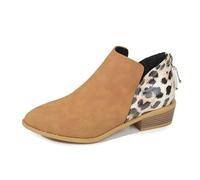 SUPTTING Bottines d'automne pour femme - Tendance - Confortable - Empiècement élastique - Talon bloc - Bottes décontractées chics - Imprimé animal - Aspect daim - Bottines Chelsea pour les balades en