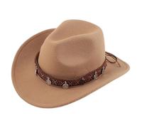 SUPTTING Chapeau Fedora d'automne unisexe élégant et élégant en feutre à large bord décoré Chapeau de cowboy Western Boho Perles Turquoise Imitation pierre Trilby pour festival, Stil-k04 Kaki, taille