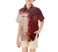 SUPTTING Costume d'Halloween pour enfant - T-shirt choquant et réaliste - Imprimé éclaboussures de sang - T-shirt zombie à manches courtes - Effet 3D - Haut d'horreur - Col rond - Pour une fête