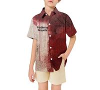 SUPTTING Costume d'Halloween pour enfant - T-shirt choquant et réaliste - Imprimé éclaboussures de sang - T-shirt zombie à manches courtes - Effet 3D - Haut d'horreur - Col rond - Pour une fête