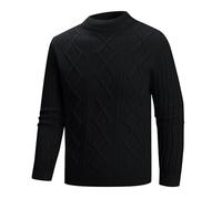 SUPTTING Pull d'hiver en tricot chaud classique pour homme - Col rond - Manches longues - Pull en laine - Intemporel et élégant - Motif torsadé - Poignets côtelés - T-shirt à manches longues pour le