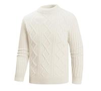 SUPTTING Pull d'hiver en tricot chaud classique pour homme - Col rond - Manches longues - Pull en laine - Intemporel et élégant - Motif torsadé - Poignets côtelés - T-shirt à manches longues pour le