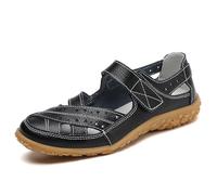 SUPTTING Sandales fermées pour femme - Classique - Vintage - Sandales de pêche - Sandales en cuir - Confortables et respirantes - Talon plat - Chaussures d'été en cuir tissé - Pour les balades en