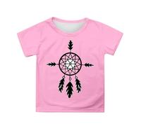 SUPTTING T-shirt confortable pour enfant - Haut spirituel - Impression graphique - Col rond - Motif attrape-rêves - Style bohème indien - Coupe courte - T-shirt à manches courtes pour les loisirs