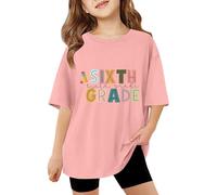 SUPTTING T-shirt pour fille avec inscription « Fröhlich Stolz, lettres imprimées », col rond, t-shirt de rentrée des classes, multicolore avec inscription Sixth Grade, dégradé de couleur, haut pour