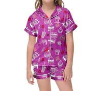 SUPTTING Tenue de fête de la bière pour fille - Humour - Multicolore - Chemise hawaïenne à manches courtes - Short assorti - Costume à thème - Carnaval - Parodie - Motif poulet - Col à revers