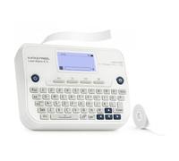 SUPVAN E12 Etiqueteuse,avec Clavier QWERTZ, Écran Graphique Rétroéclairé, inclut 4 Rouleaux d'Étiquettes Étanches Autocollantes, pour la Maison, Le Bureau et l'école, Blanc