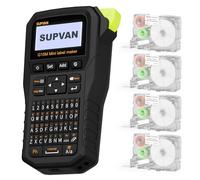 SUPVAN G15M Étiqueteuse Industrielle Portable Rechargeable, inclut 4 Rouleaux d'Étiquettes Autocollantes Blanches, Résistante aux UV, pour l'extérieur, l'industrie, l'électricien et l'usine