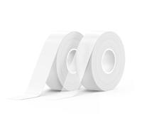 SUPVAN Lot de 2 rouleaux de ruban adhésif pour étiqueteuse E10 et E11, blanc et transparent, 15 mm × 6 m, étiquettes thermiques laminées en continu, imperméables à l'huile, à détection automatique