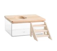 SUPVOX 1 Ensemble Bac à Sable Transparent pour Hamsters avec Échelle Salle de Bains pour Petits Animaux avec Couvercle Sécurisé pour Chinchillas Rongeurs