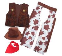 SUPVOX 1 Ensemble Costume de Cowboy pour Homme de Gilet Pantalon Chapeau et Bandana pour Halloween et Fêtes Thématiques