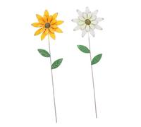 SUPVOX 1 Jeu Piquets De Jardin Décoratifs Forme De Fleur Décor Extérieur pour Pelouse Et Pots Lot de Jaune Et Blanc Ornement pour Jardin Terrasse Et 2 Pièces