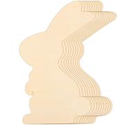 SUPVOX 10 Pièces de Décorations de Pâques en Bois Naturel Non Finition de Lapin, Tranches de Bois à Peindre pour Bricolage Suspendu, Accessoires Créatifs pour Décoration Intérieure