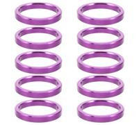 SUPVOX 10 Pièces Entretoise en Alliage D'aluminium Anodisé de Jeu de Direction Vélo Pourpre 10mm, Résistant à l'usure l'abrasion, pour VTT et Déplacements Quotidiens