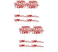 SUPVOX 100 Pièces Pics décoratifs pour gâteaux Saint-Valentin, lot de 50 pièces en bois et papier rouge pailleté, décorations pour petits gâteaux, fruits et desserts, accessoires fête