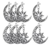 SUPVOX 10pcs Breloques Soleil et Lune en Alliage Argenté, Pendentifs Robustes Finition Soignée, pour Collier Diy, Art et Fabrication de Bijoux