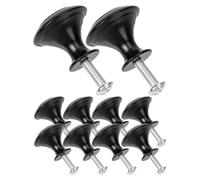 SUPVOX 10pcs Poignées de Tiroir Rondes en Acier Inoxydable Noir Mat, Poignées de Porte pour Meubles, Style Simple et Résistant, Adaptées aux Armoires et Tiroirs