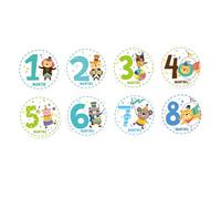 SUPVOX 12 pièces Autocollants Garçon Fille Étape Mensuelle Animaux Mignons Stickers Créatifs Né Réutilisables Sans Trace pour Album Photo et Partage sur Réseaux Sociaux