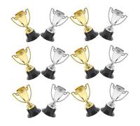 SUPVOX 12 pièces Lot de Petits Trophées Décoratifs Plastique Argenté et Doré Récompenses Ludiques pour Compétitions Scolaires et Fêtes Garçon Fille Figurines Créatives et Durables