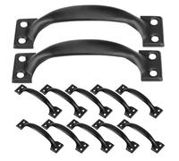 SUPVOX 12 Pièces Poignée de Porte et Fer Noir Forme Arquée 10cm Prise Ergonomique Confortable Finition Métallique Lisse pour Portails de Jardin et Armoires de Ferme