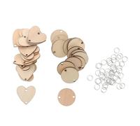 SUPVOX 120 Pièces Tranches de Bois Soi-même 60 Rondelles 60 Cœurs en Bois Naturel Décorations Murales Graffiti pour Bricolage et Créations Artisanales