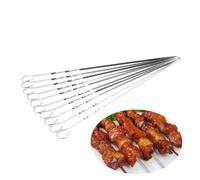 SUPVOX 14 pièces Brochettes Barbecue Inox Réutilisables à Brochettes Plates Longues avec Poignée Boucle Anti-rotation Sécurité et Nettoyage Facile pour Maison et Pique-
