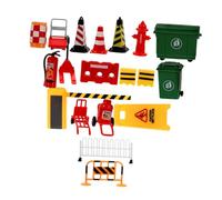SUPVOX 19 Pièces Miniature Panneaux Signalisation et Barrières de Circulation Modèles Routiers et pour Éducation Sécurité Routière Garçon Fille Jouets Pédagogiques Compactes