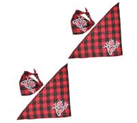 SUPVOX 2 Pièces Bavoir de Noël Bandanas de Chien de écharpe à Carreaux Chien Animal de Compagnie Bandeau pour Chat Bandanas de Chien de Noël écharpe Triangulaire Coton Polyester