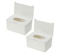 SUPVOX 2 Pièces Boîte De Mouchoirs Humides Distributeur Sans Parfum Voyage Conteneur De Lingettes Pour Bébé Porte Lingettes Essuyer Bonjour Petit Blanche Plastique